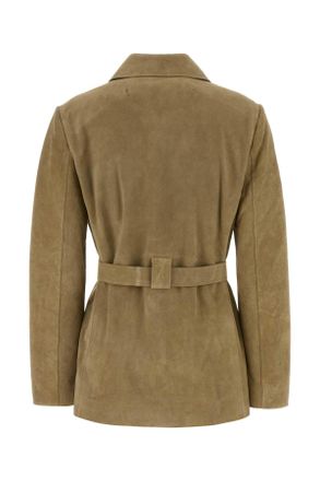 Tory Burch Womens Khaki Suede Jacket Beige Giacche E Gilet