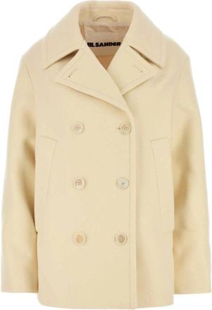 Jil Sander Pastelroze wollen jas - Dames - Mantel - Geel - M - Wol - Jassen