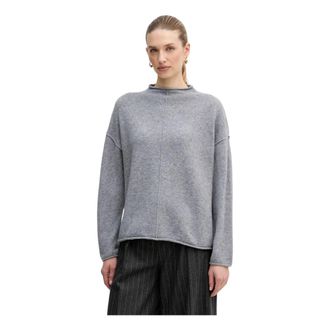 Oui Round-neck Truien - Dames - Ronde hals truien - Grijs - S - Wol - Truien & Vesten