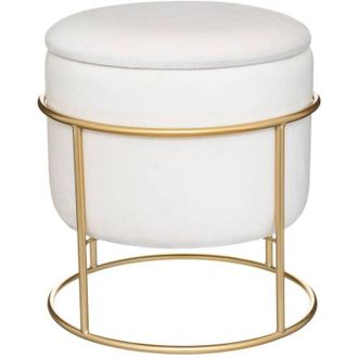 Atmosphera Cassapanca pouf eliane in velluto bianco avorio - Atmosphera cr&eacute;ateur dint&eacute;rieur