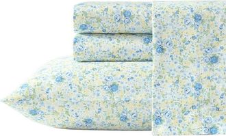 Laura Ashley 300 Thread Count Rowena 100% Cotton Sateen Sheet Set