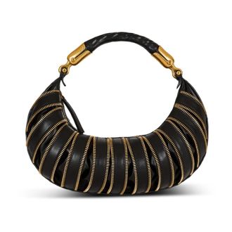 Balmain Medium Ebene rits tas in kalfsleer - Dames - Handtassen - Zwart - ONE Size - Leer - Tassen