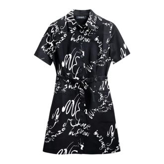 Desigual Kleedjes, Dames, Zwart, M, Katoen, Lange Jurken Collectie in Katoenmix
