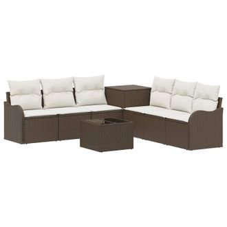 vidaXL Set Di Divani 8 Pz Marrone E Bianco Crema Vidaxl