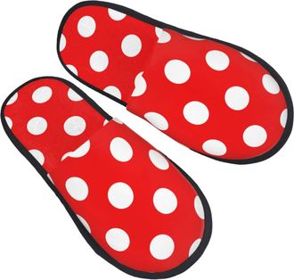 Generic Red And White Polka Dot Men Women House Slippers Warm House Shoes Non-Slip Shoes For Indoor Outdoor Winter L