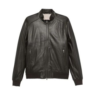 Barba Bomber Jackets, male, Brown, XL, Leather Jackets