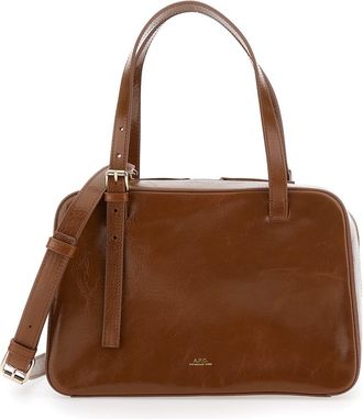 A.P.C. A. P.C. virginie Brown Shoulder Bag With Removable Shoulder Strap And Front Logo In Leather Woman