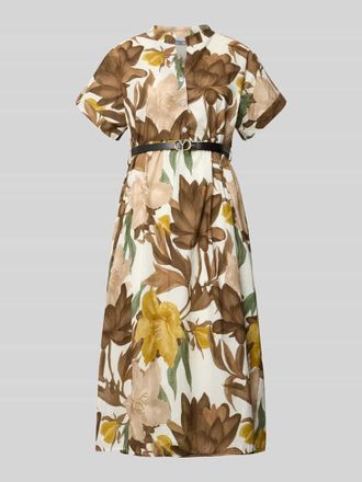 Zabaione Midikleid mit G&uuml;rtel Modell Za44ritii in Hellbraun, Gr&ouml;&szlig;e XXL