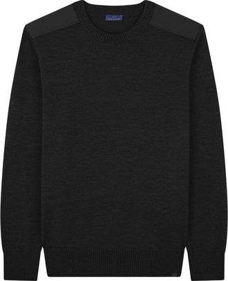 Paul & Shark Soft Cool Touch wool crewneck sweater with Typhoon details, Man, Black, Size: XXL