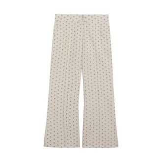 Valentino Garavani Wide Trousers, female, Beige, Size: XS Trousers With Floral Pattern