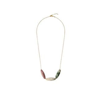 Malababa Accessoires, Dames, Veelkleurig, ONE Size, Korte Ketting met Lichtgewicht Ketting en Trio van Oceaan Jaspis Stenen