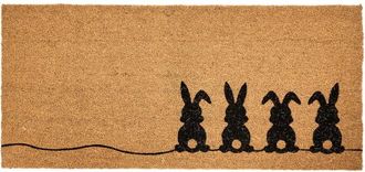 Beliani Felpudo De Fibra De Coco Antideslizante 55 X 120 Cm Con Dorso De Pvc Motivo Conejos Natural Pulian