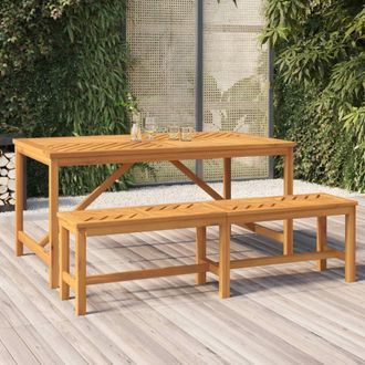 Berkfield Home Garden Dining Table 150x90x74 cm Solid Wood Acacia in Brown | Size: 150 x 90 x 74 cm