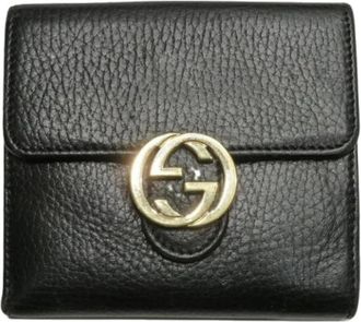 Gucci Vintage, unisex, Zwart, ONE Size, Leer, Pre-owned Portemonnee (drievoudig)