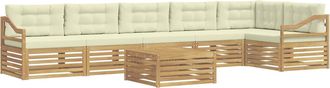 vidaXL Conjunto De Sof&aacute;s De Exterior 7 Uds. Blanco Y Crema Poli&eacute;ster Vidaxl