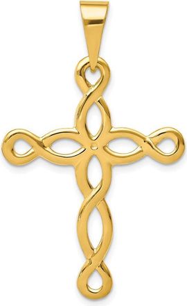 Diamond2Deal 14k Yellow Gold Polished Cross Pendant