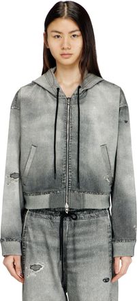 Diesel Zip-up hoodie in trompe loeil Jogg Jeans - Sweaters - Woman - Grey