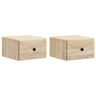 vidaXL Mesita De Noche De Pared 2 Pcs Roble Sonoma 34,5 X 33 X 20 Cm Vidaxl