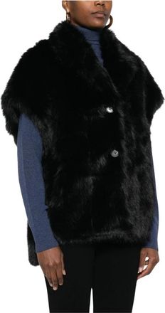 Betta Corradi Jassen, Dames, Zwart, M, Faux Fur Vest
