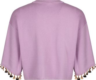 Paco Rabanne Womens Cotton Blend Crew-Neck Sweater Pink