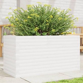 vidaXL Vidaxl - Jardinera De Madera Maciza De Pino Blanca 90x40x46 Cm