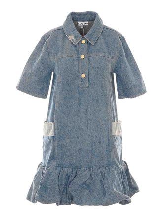 Ganni Ganni denim patchwork dress