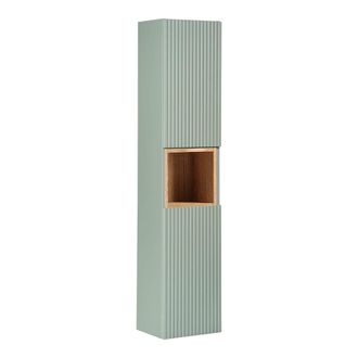 Petits Meubles Columna de pared 2 puertas paneles de melamina y mdf verde y madera