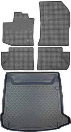 OEM Dacia Lodgy Kombi (5 Puertas) Desde 07.2012 Set - Alfombrillas De Goma Para Coche + Alfombrilla Para Maletero
