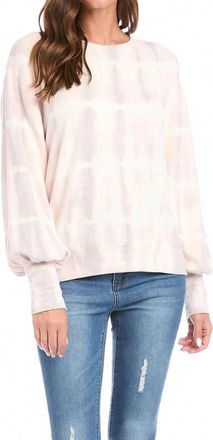 Karen Kane Puff Sleeve Sweatshirt In Pink Tie-Dye