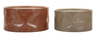 Mauro Ferretti Mesas de centro de metal beige y terracota, set 2 pzs &oslash; 62&times;30-51&times;26