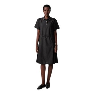 Lacoste Geplooide polojurk van wolmix - Dames - Jurken - Grijs - Maat: L Wol