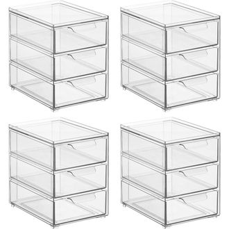 mDesign iDesign 3-Drawer Stackable Organizer for Kitchen or Pantry - Set of 4 - Clear at Nordstrom