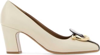 Ferragamo Ivory Leather Oxide 70 Pumps