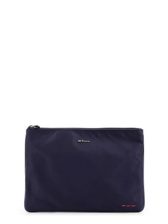 Kiton Nylon Clutch With Metal Lettering Logo