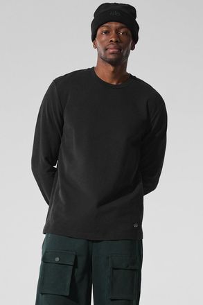 Alo | Double Take Long Sleeve Crewneck Top in Black, Size: Medium