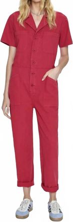 Pistola Denim Grover Jumpsuit In Rouge