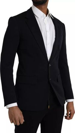 Dolce & Gabbana Blue Wool Notch Single Breasted Coat Mens Blazer
