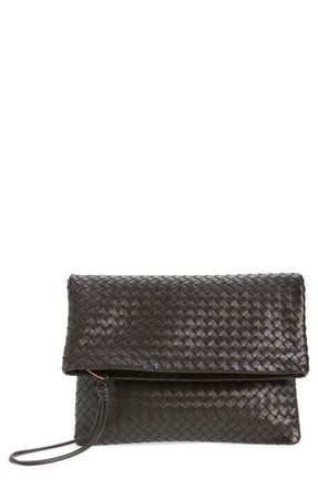 Bottega Veneta Intrecciato Leather Pouch Clutch in 2094 Espresso-Brass V at Nordstrom