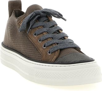 Brunello Cucinelli Womens Brown Cotton Low Top Sneakers