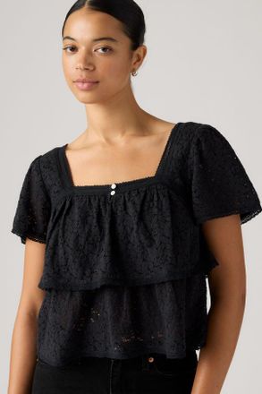 Levi's Camicetta Dom in pizzo a manica corta - Donna - L - Nero / Anthracite Night Lace