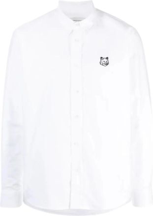 Maison Kitsun&eacute; Vossenhoofd Casual Overhemd - Heren - Casual Overhemden - Wit - M - Katoen - Overhemden