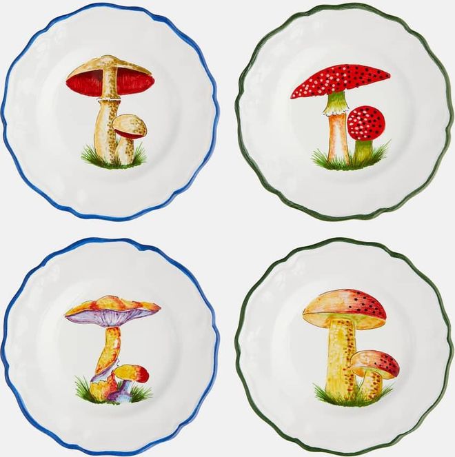 Mushroom set of 4 ceramic side plates