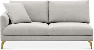 Castlery Lena Left Arm 2 Seater Sofa Customized, Medium Grey Performance Fleece, Brass Legs, Spill Resistant, Removable Covers for Castlery