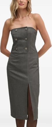 Sisley Abito midi senza spalline gessato - Grigio