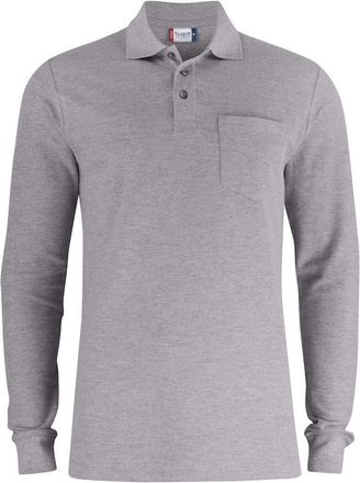 Clique Clique Basic Polo L/S Pocket Shirt, Grey Melange, Xx-Large