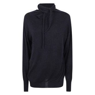 Issey Miyake Coltrui met strikdetail - Dames - Truien - Grijs - Maat: M Poliester