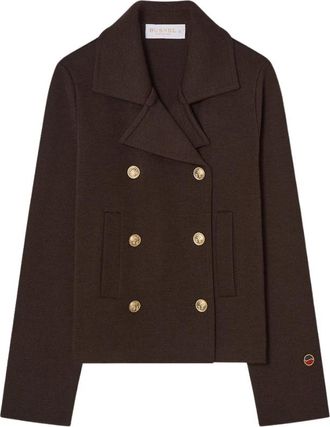 Busnel Indra Gebreide Wol Blazer - Dames - Zomerjassen - Bruin - M - Wol - Jassen