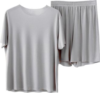 Generic Wide Leg Loungewear Sets for Women UK - Womens Pyjama Sets Short Sleeve - Summer Pajamas Casual Loose NightwearSets Tracksuit New Nightgowns Petite Py