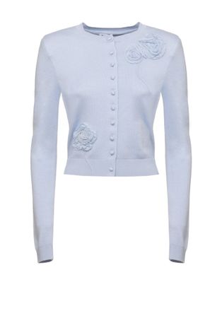 Self Portrait Light Blue Flower Lace Cardigan