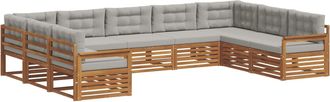 vidaXL Conjunto De Sof&aacute;s De Exterior 9 Uds. Gris Natural Y Claro Vidaxl